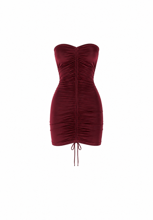 DRAPED JERSEY MINI BODYCON DRESS