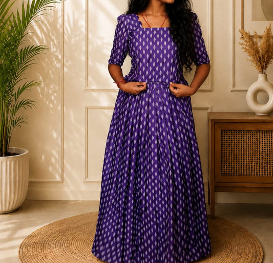 Purple Ikat Digital Printed Top & Skirt